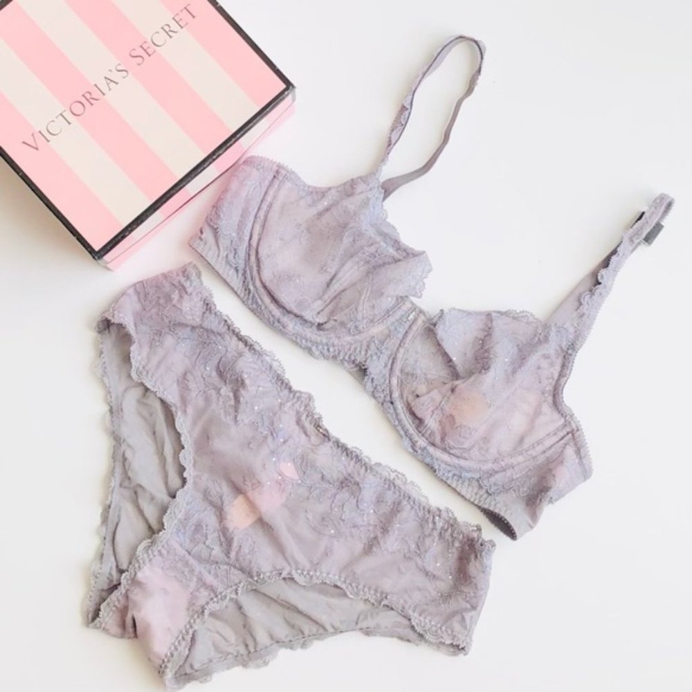 32DD SMALL Victoria’s Secret gray bra set
